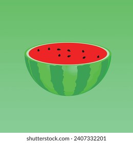 Water Melon Fruit. Bright juicy summer fruit concept. Realistic 3d object cartoon style. Vector colorful illustration.