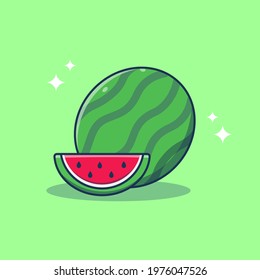 Water Melon Fruit and slice of watermelon fruit Vector Illustration