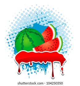 Water Melon grunge frame four your text. Vector