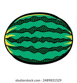 Wassermelonen-Halbton-Symbol handgezeichnete Farbe Vektorillustration