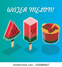 Water melon jelly in a cup and in slice with ice cream stick