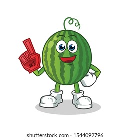 water melon number one fan mascot vector cartoon art illustration