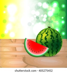 Water melon on table, copy space. Vector