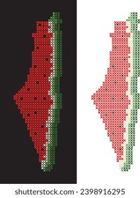 Water melon Palestinian map Tatreez - Editable file