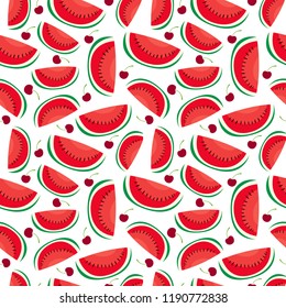 Water Melon and Plum Seamless Pattern, texture or background vector design. Illustrations of Water Melon and Plum.