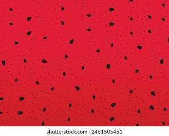 Water Melon Seeds Background.  Vector watermelon background with black seeds.  Vector watermelon background with black seeds and polka dots. Summer abstract fashion seamless pattern 