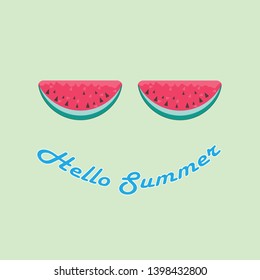 Water melon shape like glasses and word is Hello summer.