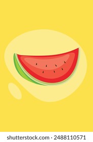 Water melon slice on a yellow background
