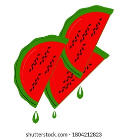 Agua Melón recortes Vector dibujando sobre fondo blanco