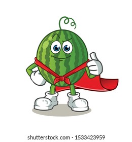 water melon super hero mascot vector cartoon illustration
