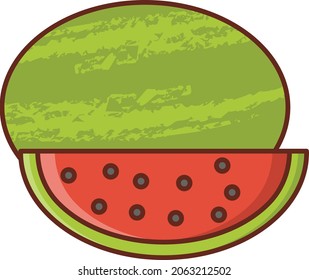 ilustración del vector del melón de agua sobre un fondo transparente. Símbolos de calidad premium. Icono de color plano de línea vectorial para el concepto y el diseño gráfico.