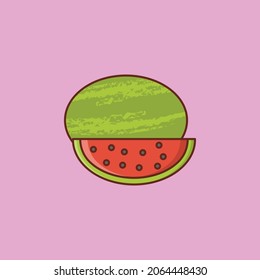 ilustración del vector del melón de agua sobre un fondo transparente. Símbolos de calidad premium. Icono de color plano de línea vectorial para el concepto y el diseño gráfico.