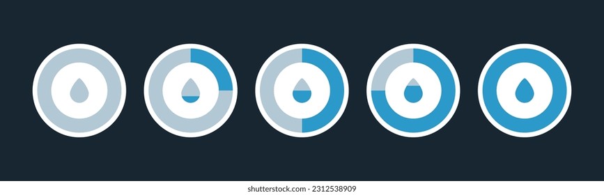 Water meter animation. Water animation fx sprite sheet for game 2d cartoon, video. Raindrop classic animation frame.