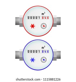 Water meter. Connection to the pipeline. Vector illustration. Equipment to save.