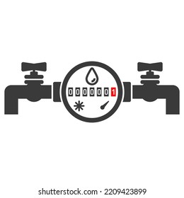 Water meter glyph icon isolated on white background.Vector illustration.