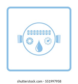 Water Meter Icon. Blue Frame Design. Vector Illustration.