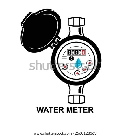 Water meter icon. A device for measuring water consumption isolated on background vector illustration.
