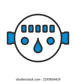 Water Meter Icon. Editable Bold Outline With Color Fill Design. Vector Illustration.