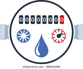 Water Meter Icon. Flat Color Design. Vector Illustration.