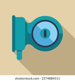 Water meter icon in flat style with long shadow, isolated on a light background