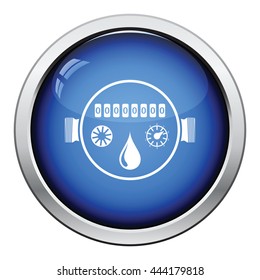 Water meter icon. Glossy button design. Vector illustration.
