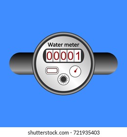 Water meter icon on blue background. Vector illustration.