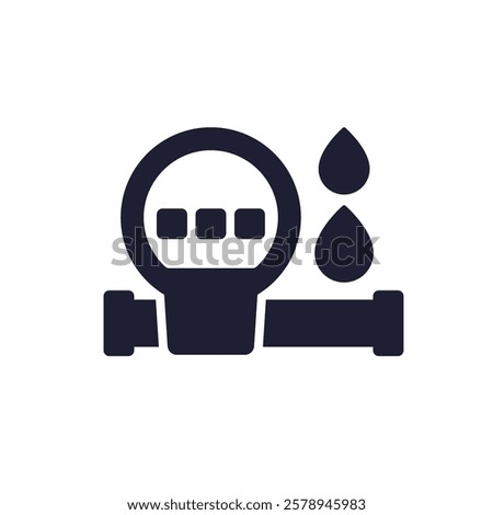 water meter icon on white, vector pictogram