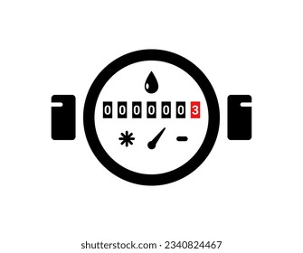 Water meter icon vector consuption water use. Gas meter valve flat line icon