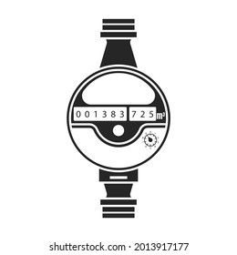 Wasserzähler, Vektorsymbol.Schwarz, Vektorsymbol einzeln auf weißem Hintergrund, Wasserzähler.