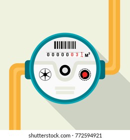 Water meter. Vector illustration of a water meter in a flat design isolated on a light background