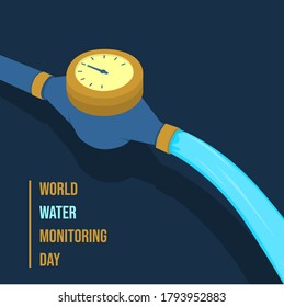 Water meter vector illustration for World Water Monitoring Day design.