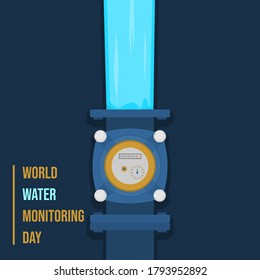 Water meter vector illustration for World Water Monitoring Day design.