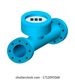 Water metering vector. Device use for measure volume of water used by residential and commercial building. And display in unit i.e. cubic metres (m3) or litres, cubic feet (ft.3) or US gallons.