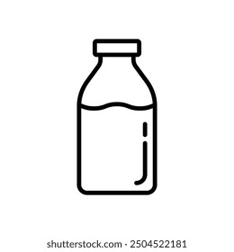 Water or milk glass bottle outline icon isolated on white background, Vector illustration