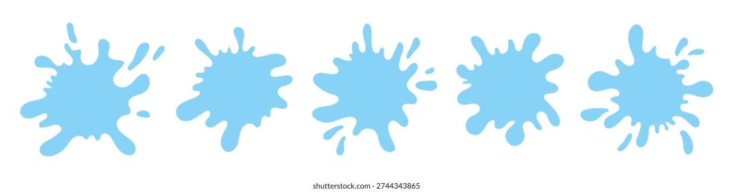 Water or milk puddle frame with wavy edges and splash shapes vector illustration set. Perfect for creative designs with water themes and borders that look nice with liquid drip effects