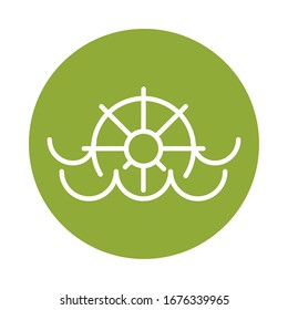 water mill alternative sustainable energy vector illustration block line style icon