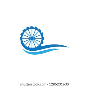 water mill creek river vector icon logo design illustration template