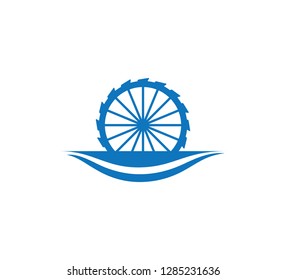 water mill creek river vector icon logo design illustration template
