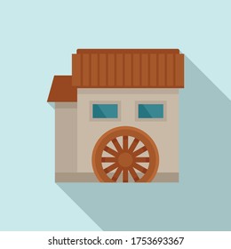 Water mill house icon. Flat illustration of water mill house vector icon for web design