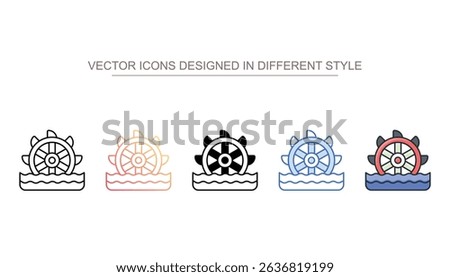 Water Mill icon design with white background stock illustration