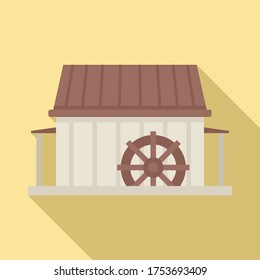 Water mill icon. Flat illustration of water mill vector icon for web design