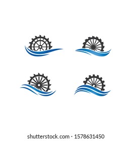 Water Mill Logo Vector Icon Concept Illustration Design  