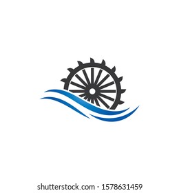 Water mill logo vector icon concept illustration design  