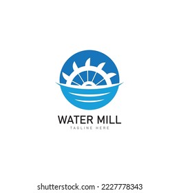 Water mill logo vector icon concept illustration design