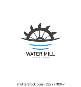 Water mill logo vector icon concept illustration design