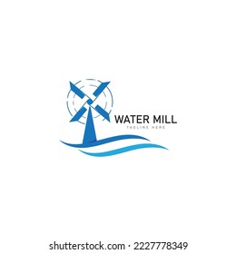 Water mill logo vector icon concept illustration design