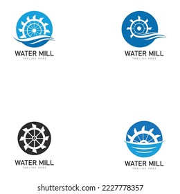 Water mill logo vector icon concept illustration design