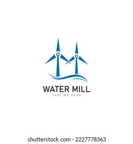 Water mill logo vector icon concept illustration design
