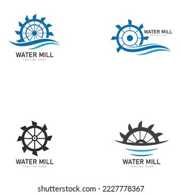 Water mill logo vector icon concept illustration design