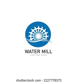 Water mill logo vector icon concept illustration design